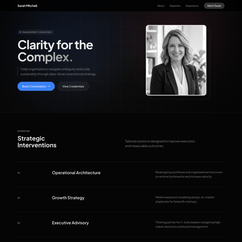 Independent Consultant website template preview