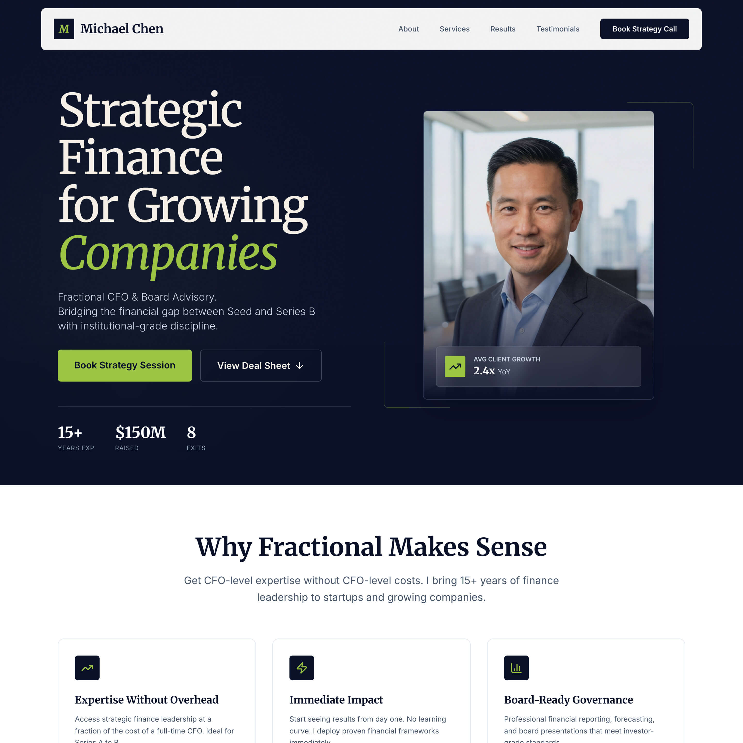 Fractional CFO website template preview