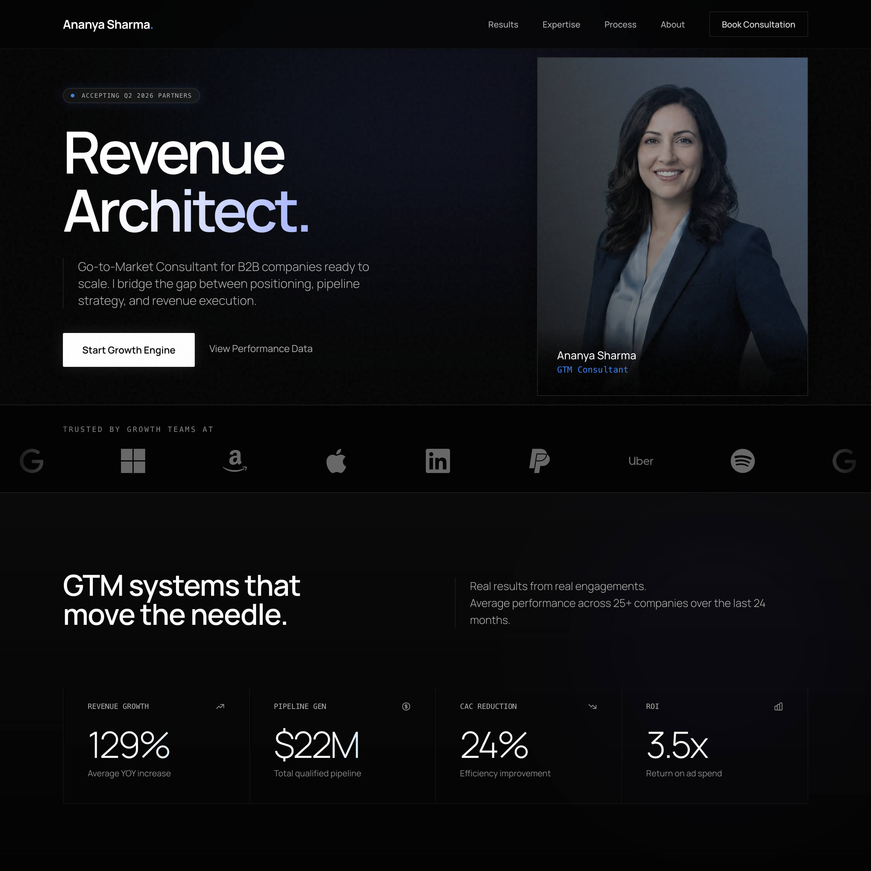 GTM Consultant website template preview